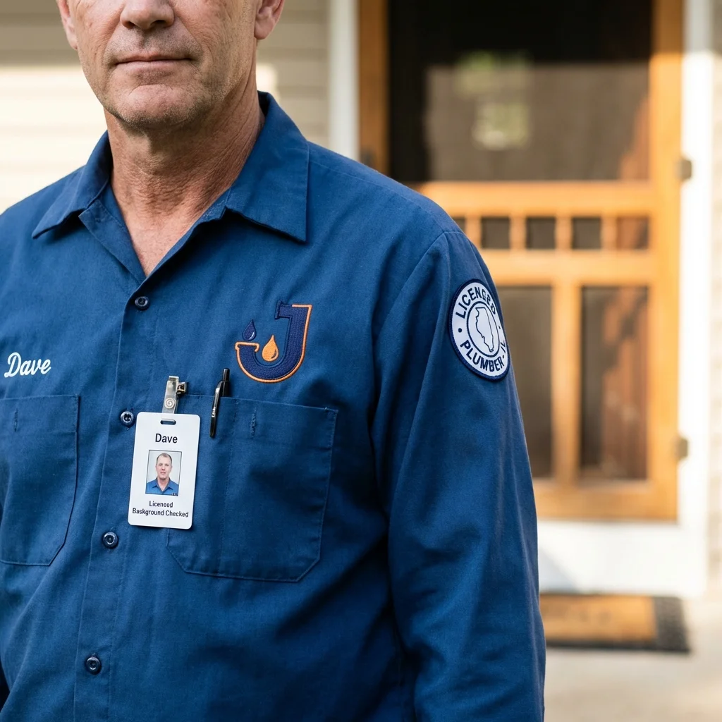 Licensed plumber showing ID badge in Ballston Spa, NY