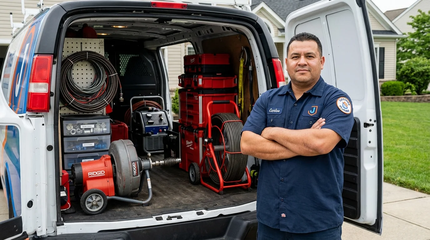 Professional drain cleaning equipment and Johns Plumbing LLC plumber in Ballston Spa