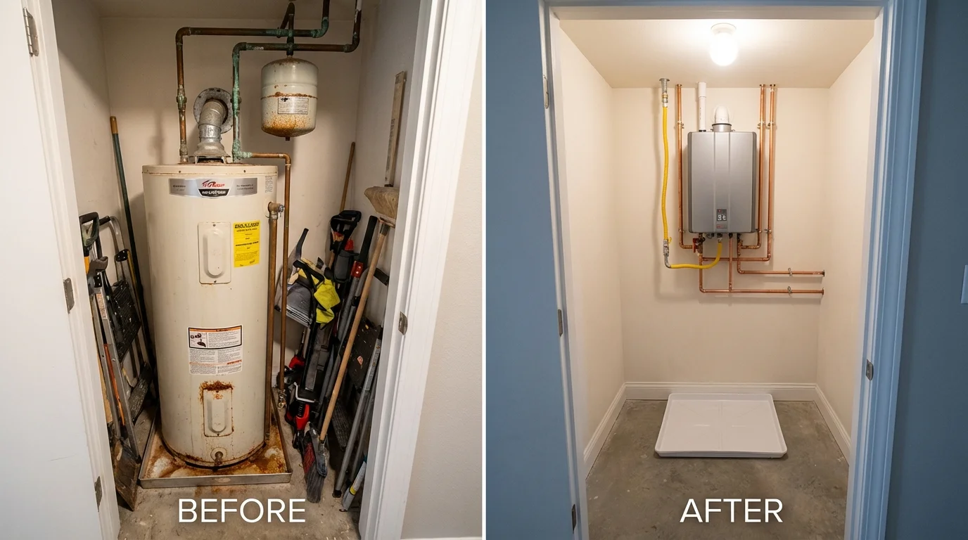 Tank water heater versus wall-mounted tankless unit comparison for Ballston Spa, NY homeowners